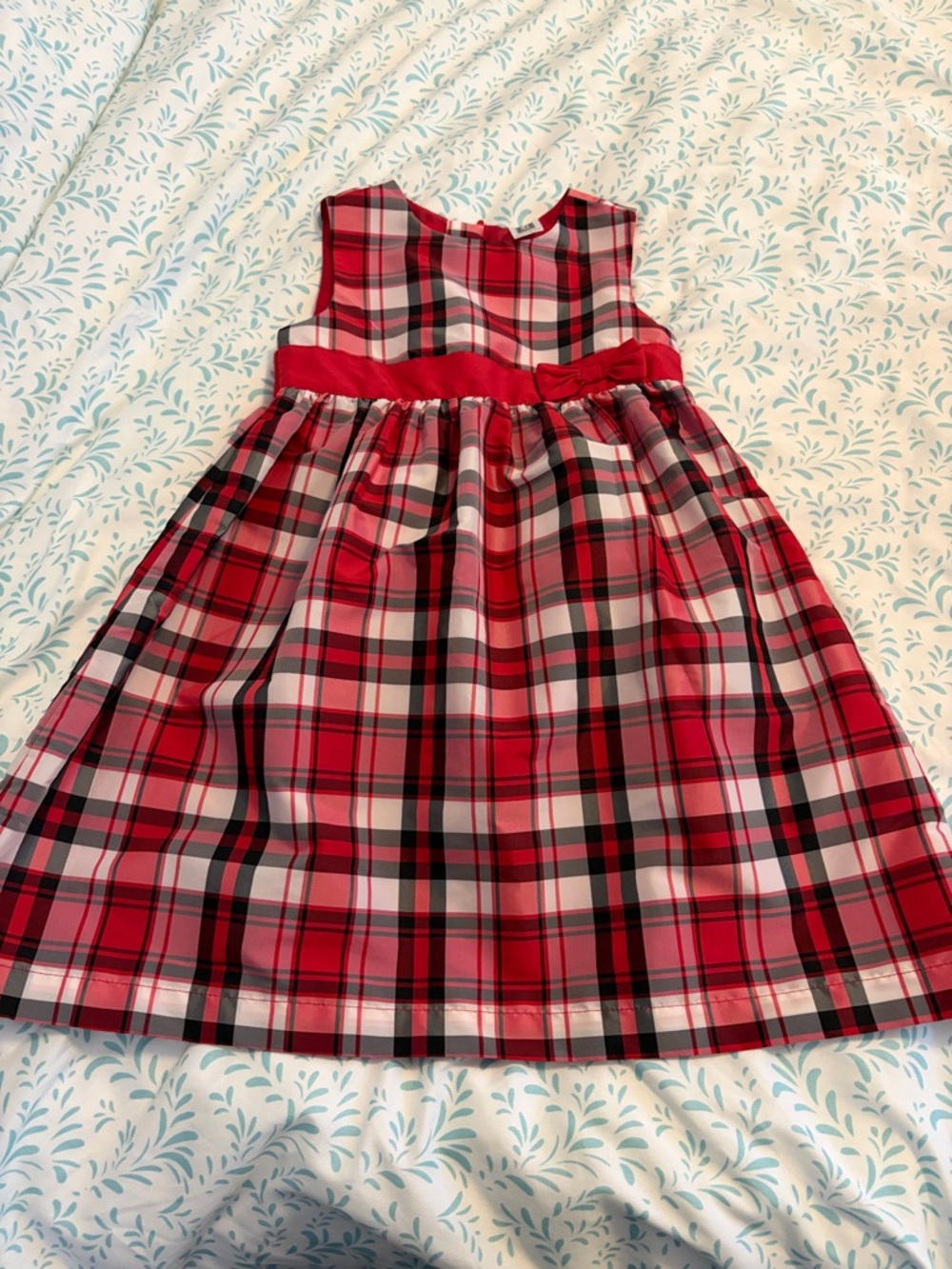 Carter's Red and Black Plaid Satin-Waist Holiday Dress